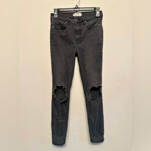 Free People Charcoal Distressed Skinny Jeans Size 27